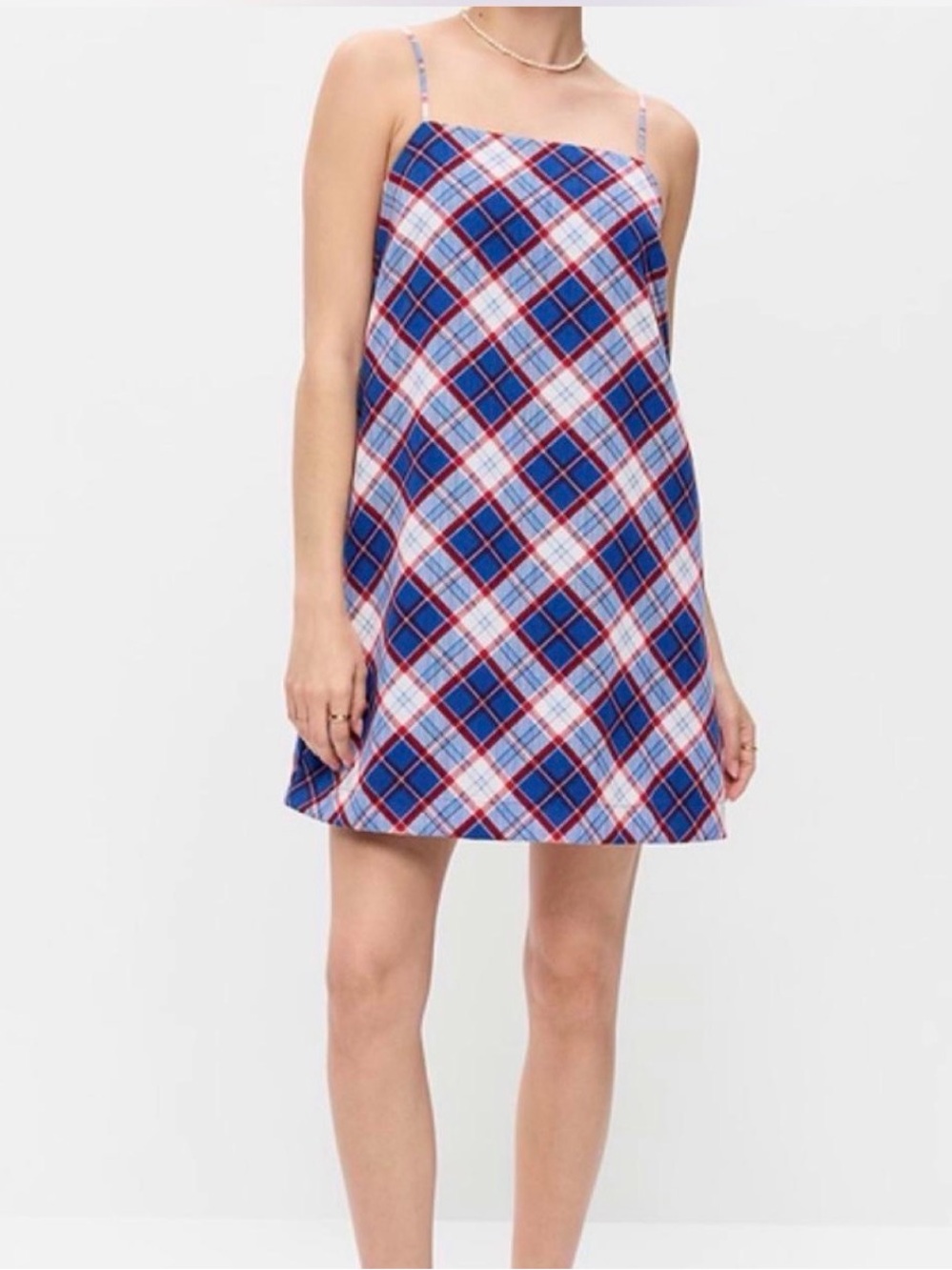 Old Navy Red, White & Blue Plaid A-Line Mini Skirt with Bows Size Medium NWT